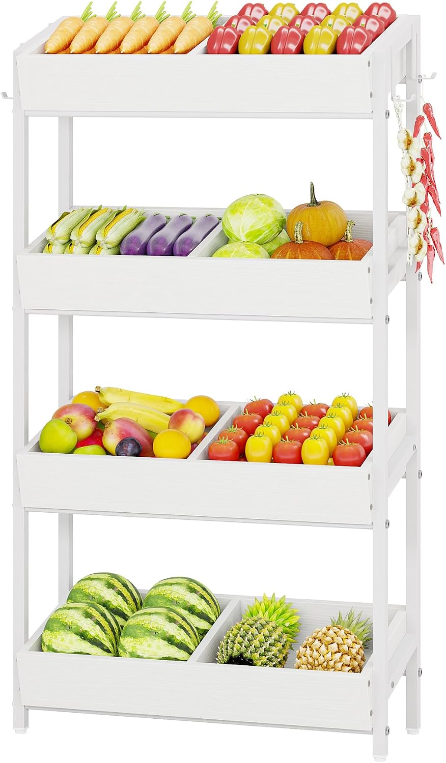 Tribesigns Wood Fruit and Vegetable Basket Stand Rack for Kitchen, Office, St...