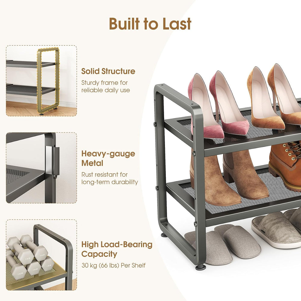SAYZH 2-Tier Expandable Shoe Rack for Closet, Adjustable Metal Shoe Organizer...