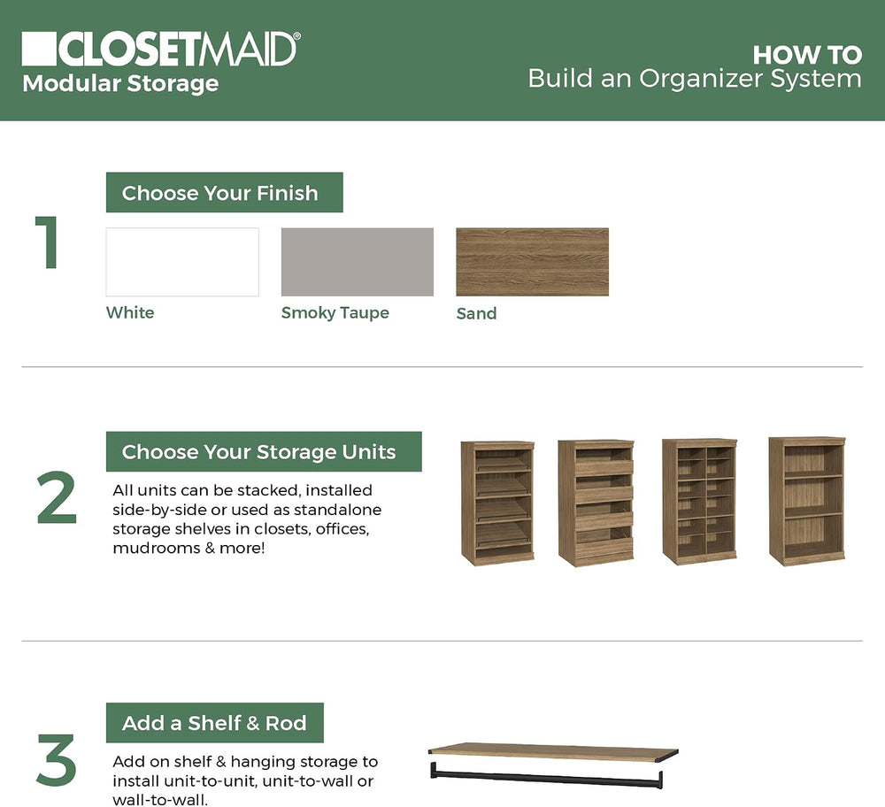 ClosetMaid Modular Storage Stackable Shoe Shelf Unit, Sand