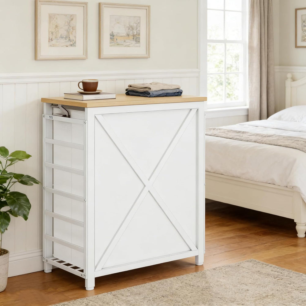 120L Laundry Hamper with Lid, 2-Section Laundry Basket