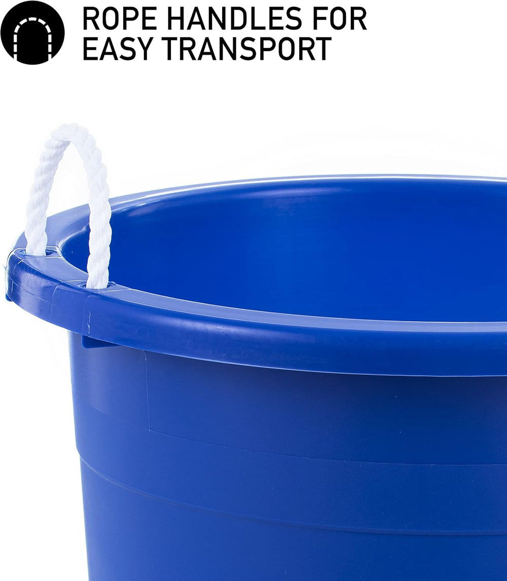United Solutions Easy-Access Storage Rope Handle Tub, 19 Gallon, Blue, 2 Coun...