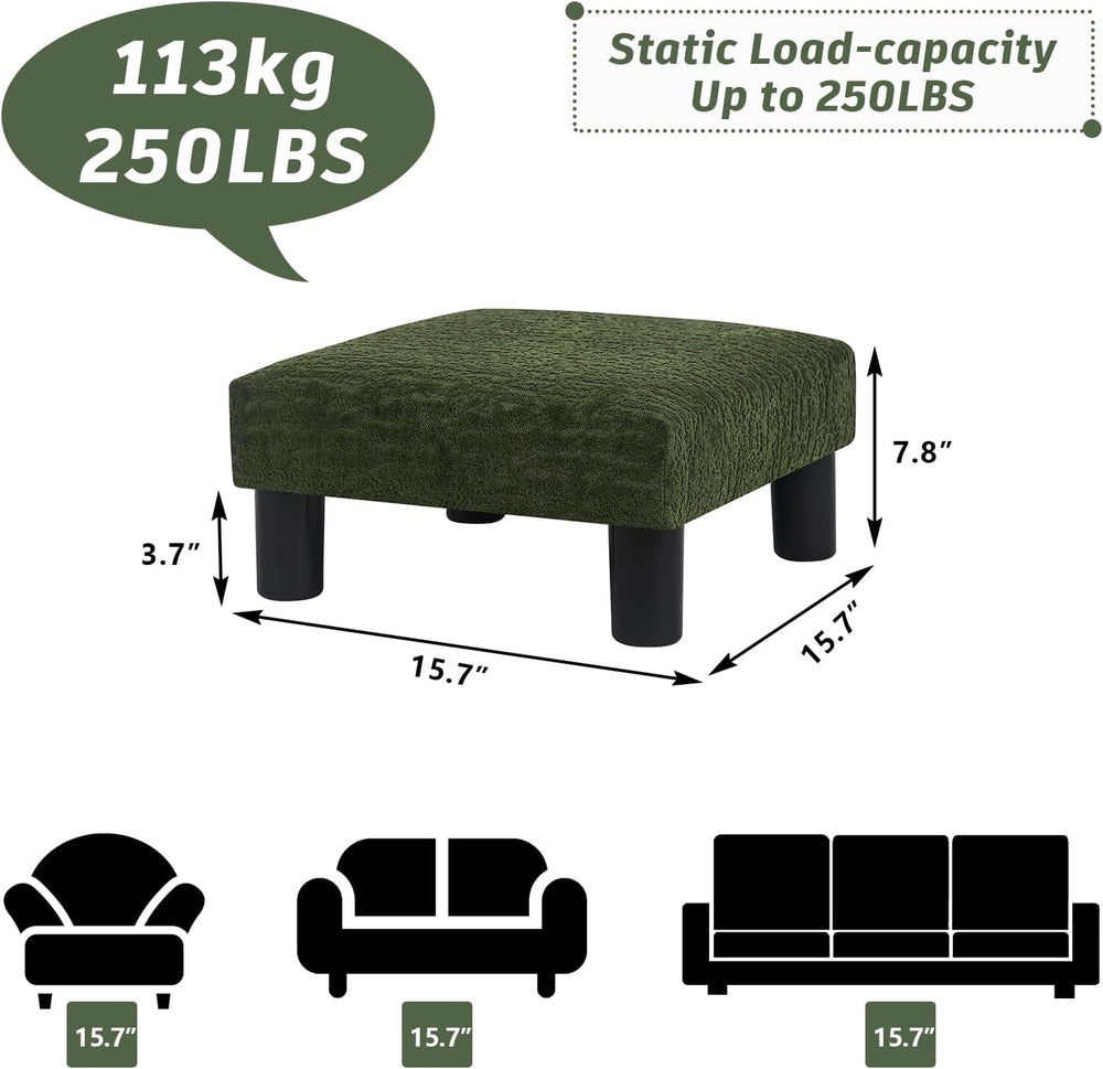 Joveco Small Foot Rest Stool Ottoman, 3D Velvet Square Upholstered Footstool ...
