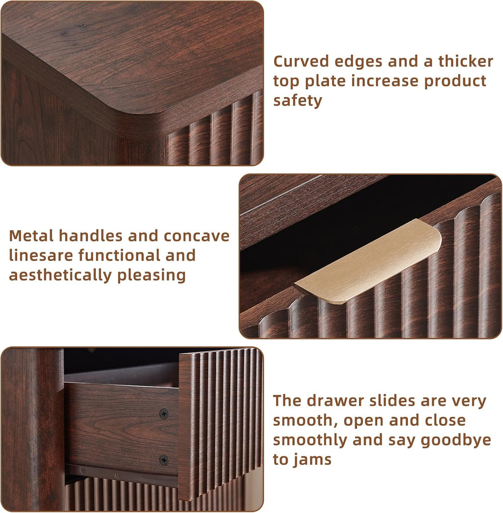 LEYAOYAO Fluted 5 Drawers Dresser for Bedroom Set of 2, 34" Tall Modern ...