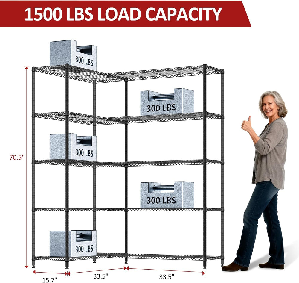 IZEUK Linked Storage Racks, DIY Adjustable Heavy Duty Metal Shelving Unit for...