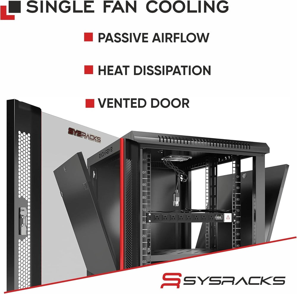 18U Wall Mount Server Rack Cabinet 24” Deep, 19” Network & AV Enclosure f...