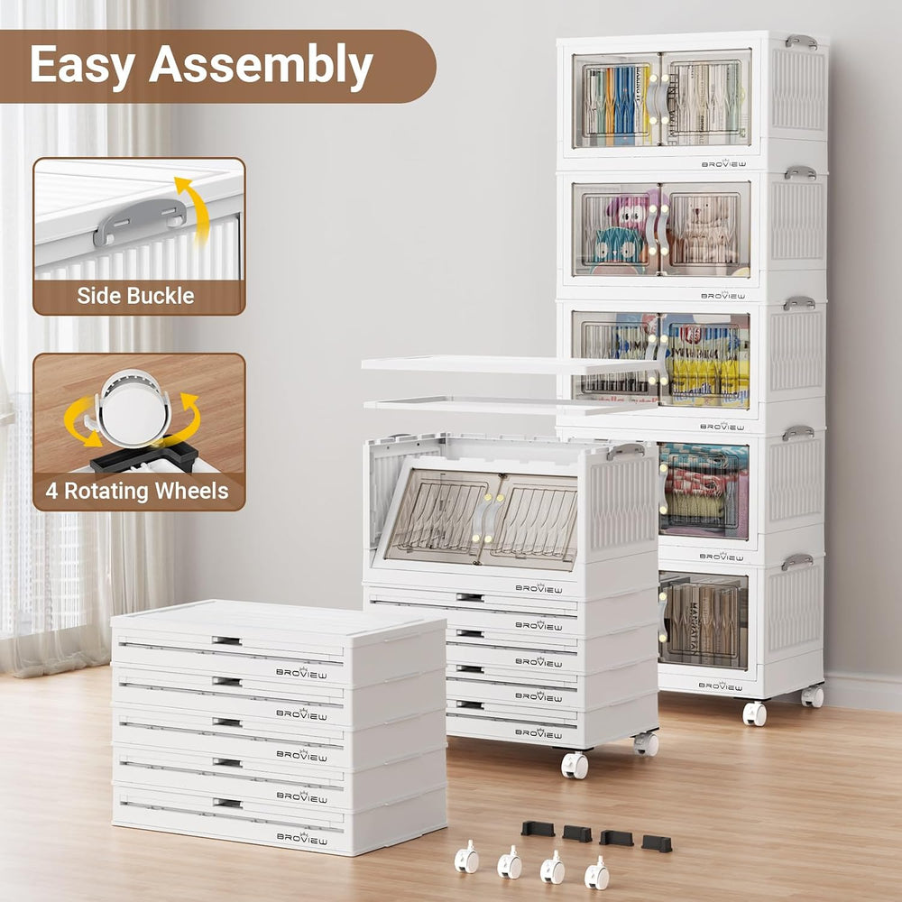 BROVIEW 180Qt Stackable Storage Bins with Lid for Home Dorm, 4Pack White