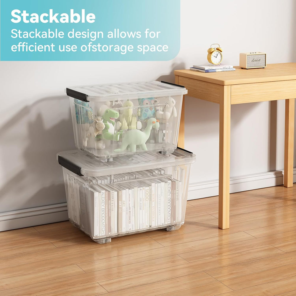 Nazhura 97Quart Plastic Storage Bin, Stackable and Nestable Storage Boxes wit...