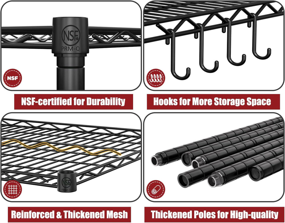 PrimeZone 55.5" Wx24 x80 Heavy Duty Metal Wire Storage Shelving with Wheels