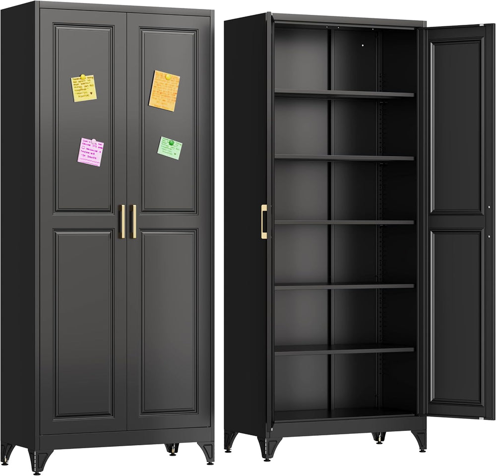 75" Metal Storage Cabinet, Garage Cabinet with Doors and Shelves