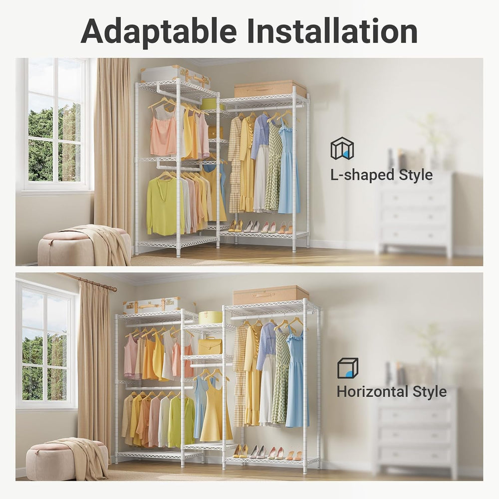 VIPEK L6 Heavy Duty Clothes Rack L Shape Clothing Rack 5-Tier Wire Garment Ra...