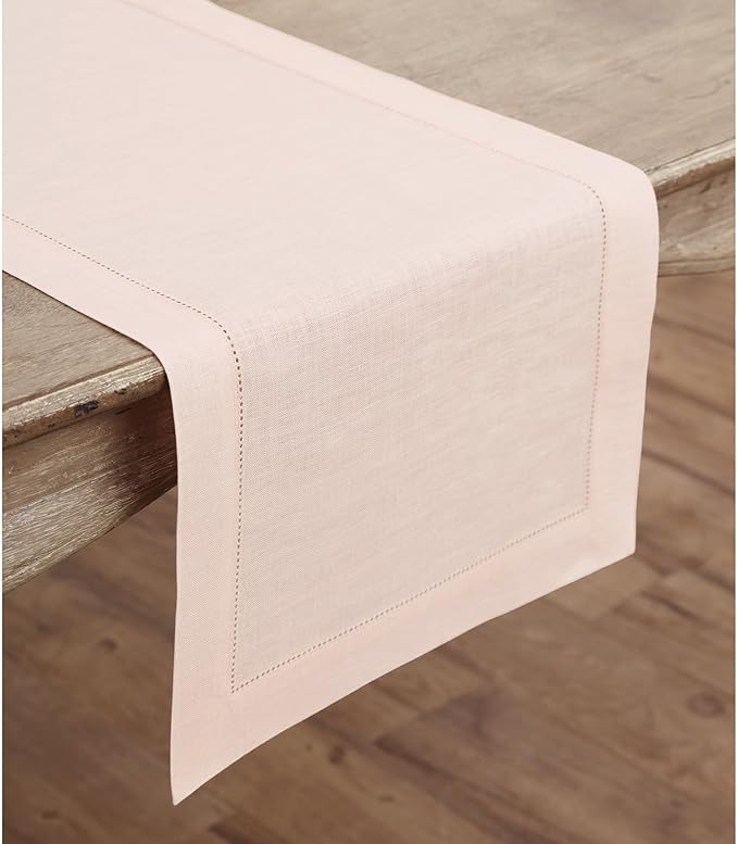 Solino Home Linen Pink Table Runner 144 Inches Long - 100% Pure Linen Extra L...