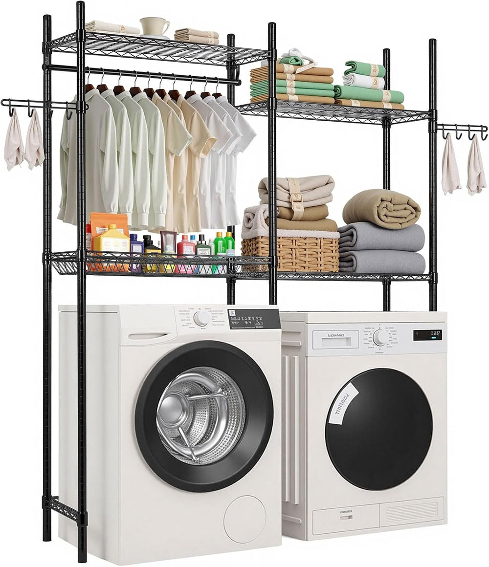 VEVOR Over the Washer and Dryer Storage Shelf, 4 Tier Laundry Room Drying Rac...