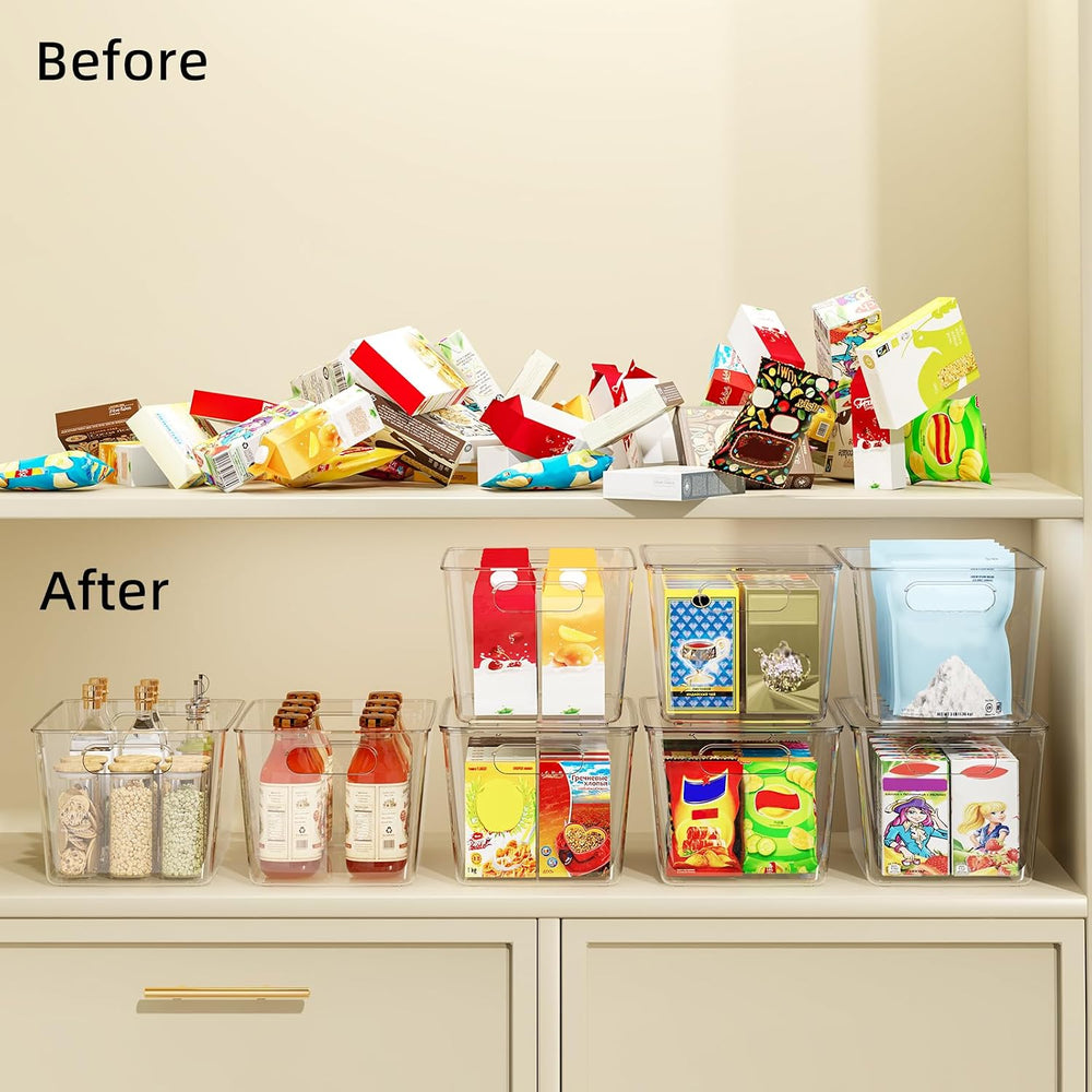 JOYZAN Stackable Plastic Storage Bins with Lids Clear Organizer Bins