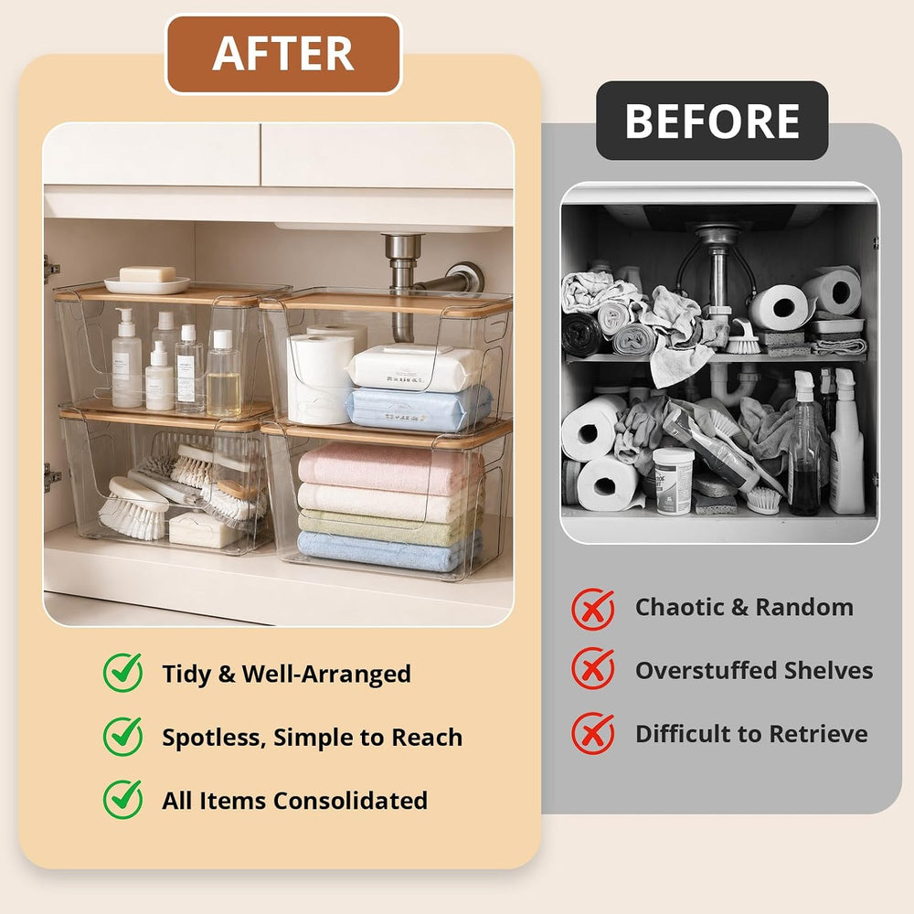 Plastic Trash Bag Dispenser with Lids, Stackable, 4Pack, 4XL
