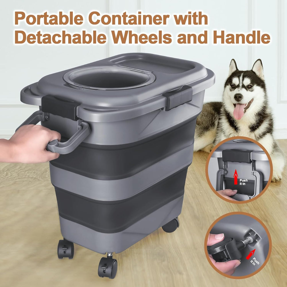 Dog Food Storage Container,2 Pack 25 lbs Airtight Collapsible Cat Food Storag...