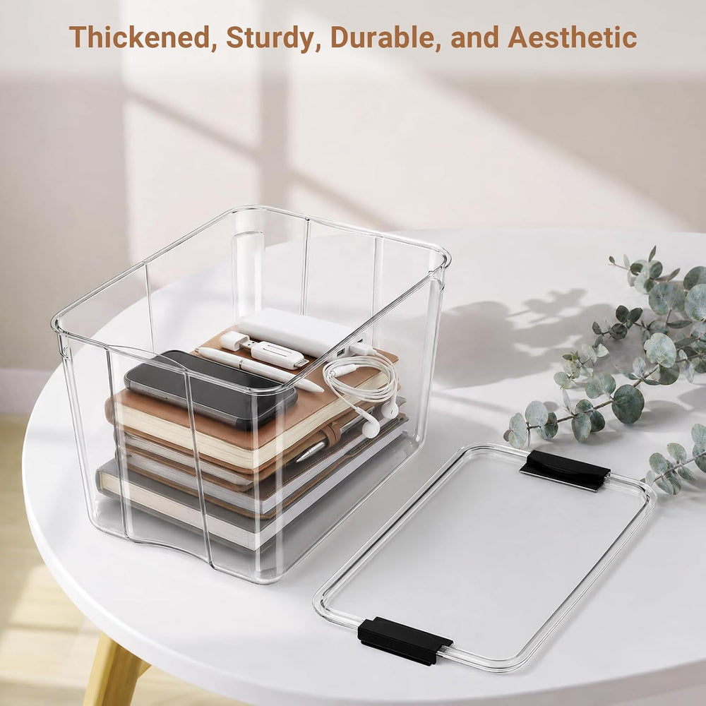 108Qt Stackable Storage Bins with Lids,Clear Latching Organizer Boxes,4Pack