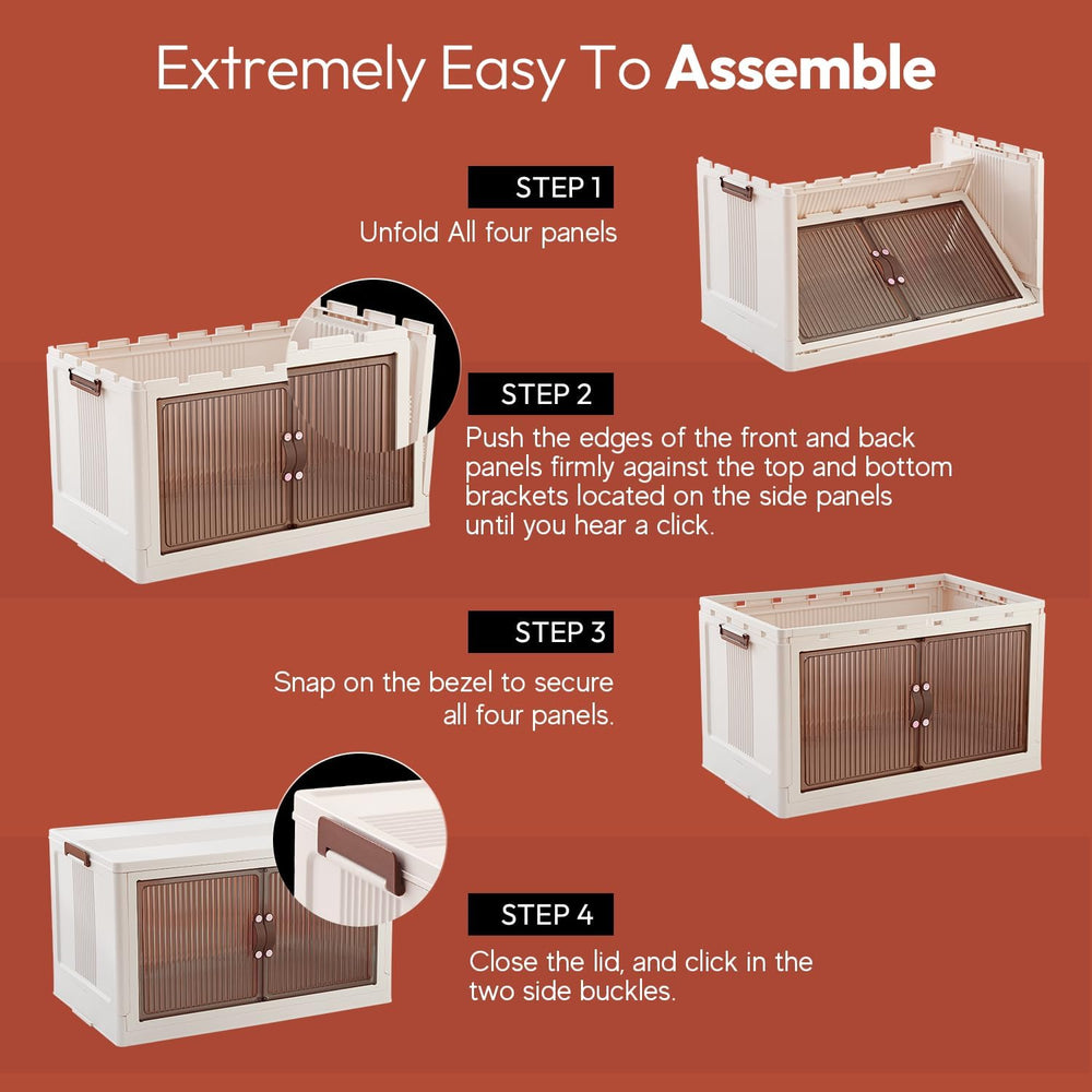 95 QT Foldable Stackable Storage Bins with Doors – Magnetic Doors Stackable O...