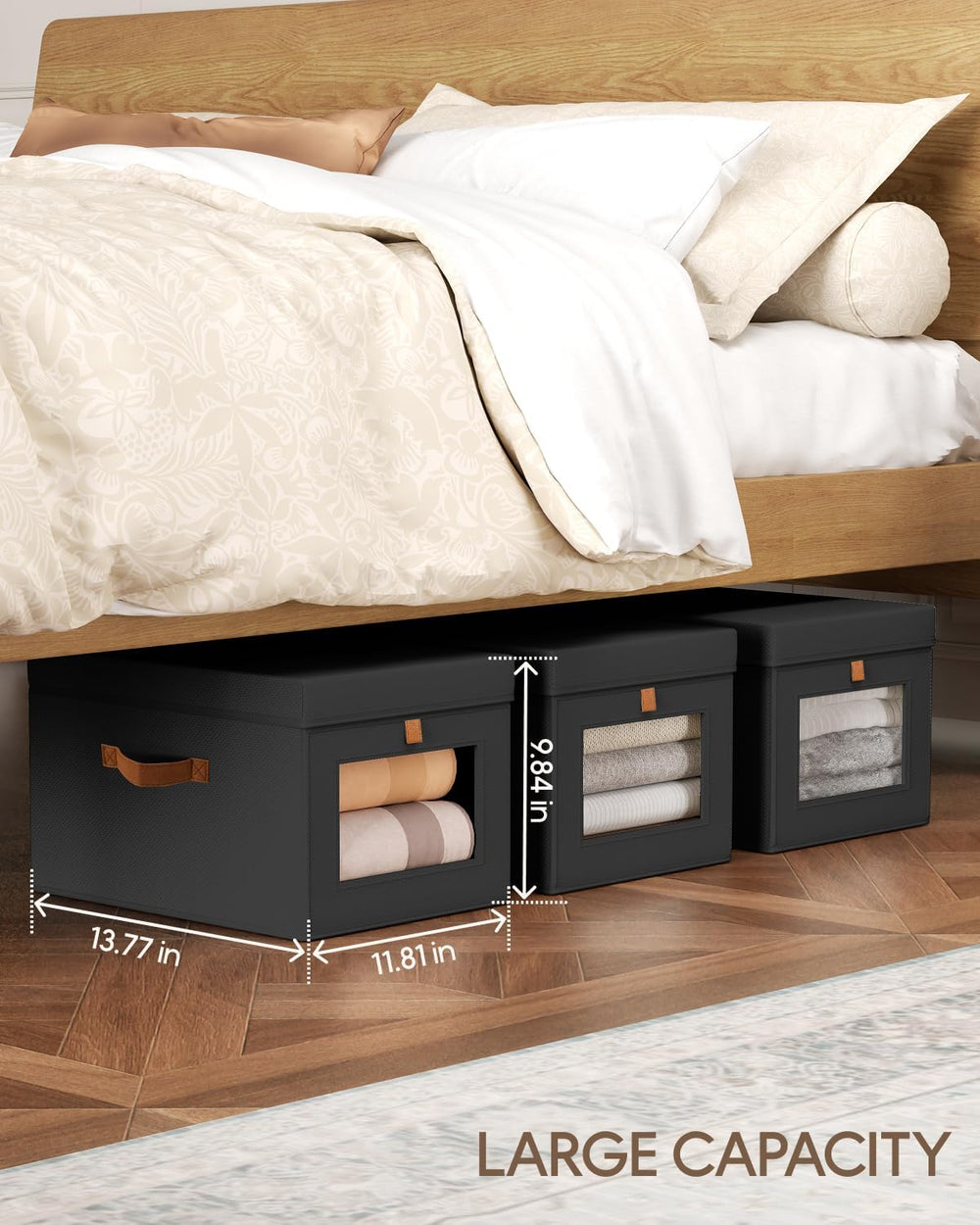 Homsorout Storage Bins with Lid – Closet Organizer with Side Opening and Clea...