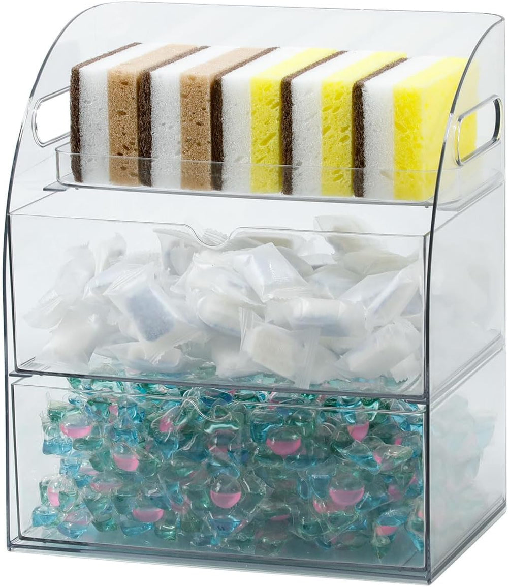 Clear Kitchen and Pantry Organizer with Drawers, Plastic