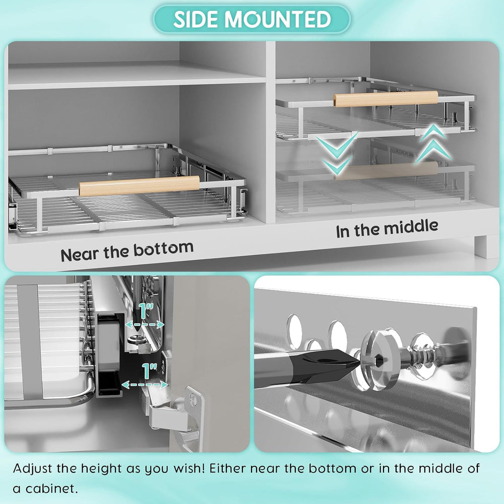2Pack Expandable Pull Out Cabinet Organizer, 23.2-39.9" W x 22.5" D