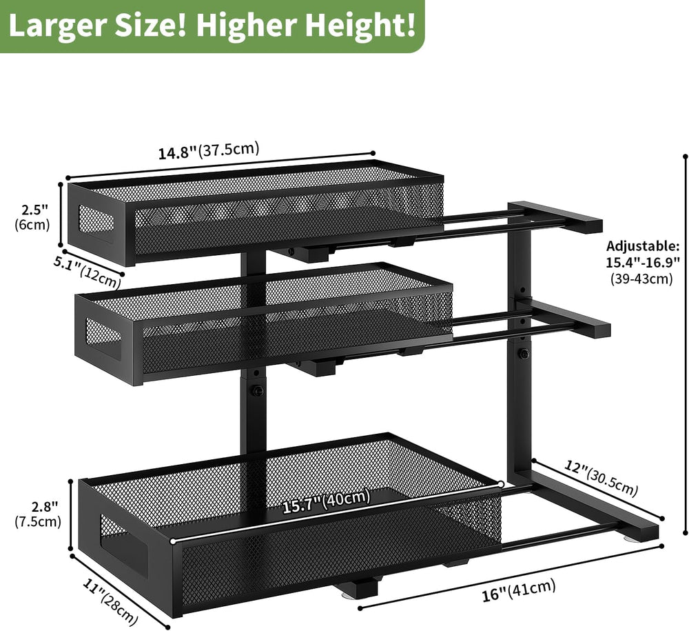 Under Sink Organizer,3-Tier Heavy Duty Pull out Cabinet Organizer Shelf