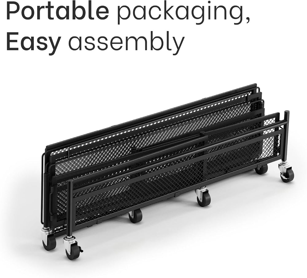 Under Bed Storage with Wheels, Large 65L, Heavy Duty Metal, Holds 70lb