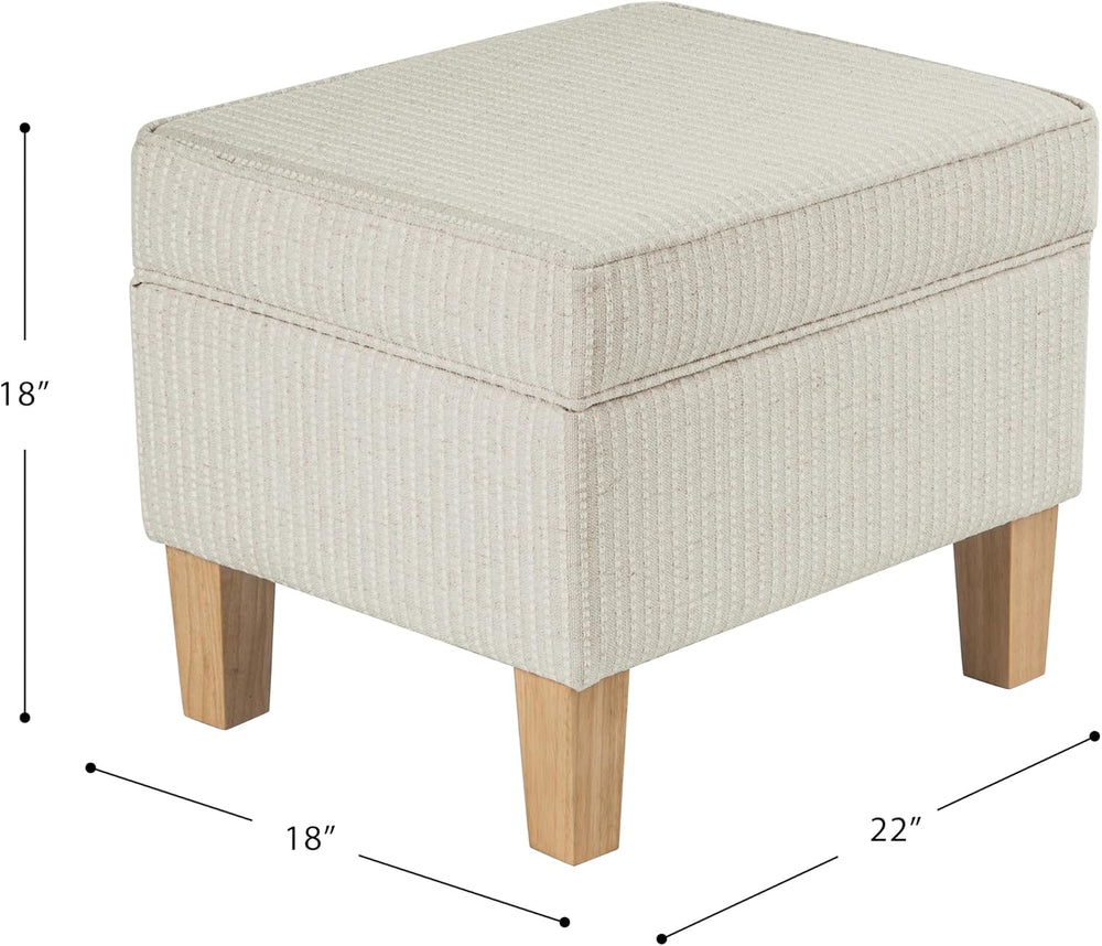 HomePop 22" Modern Rectangular Storage Ottoman - White Woven Stripe