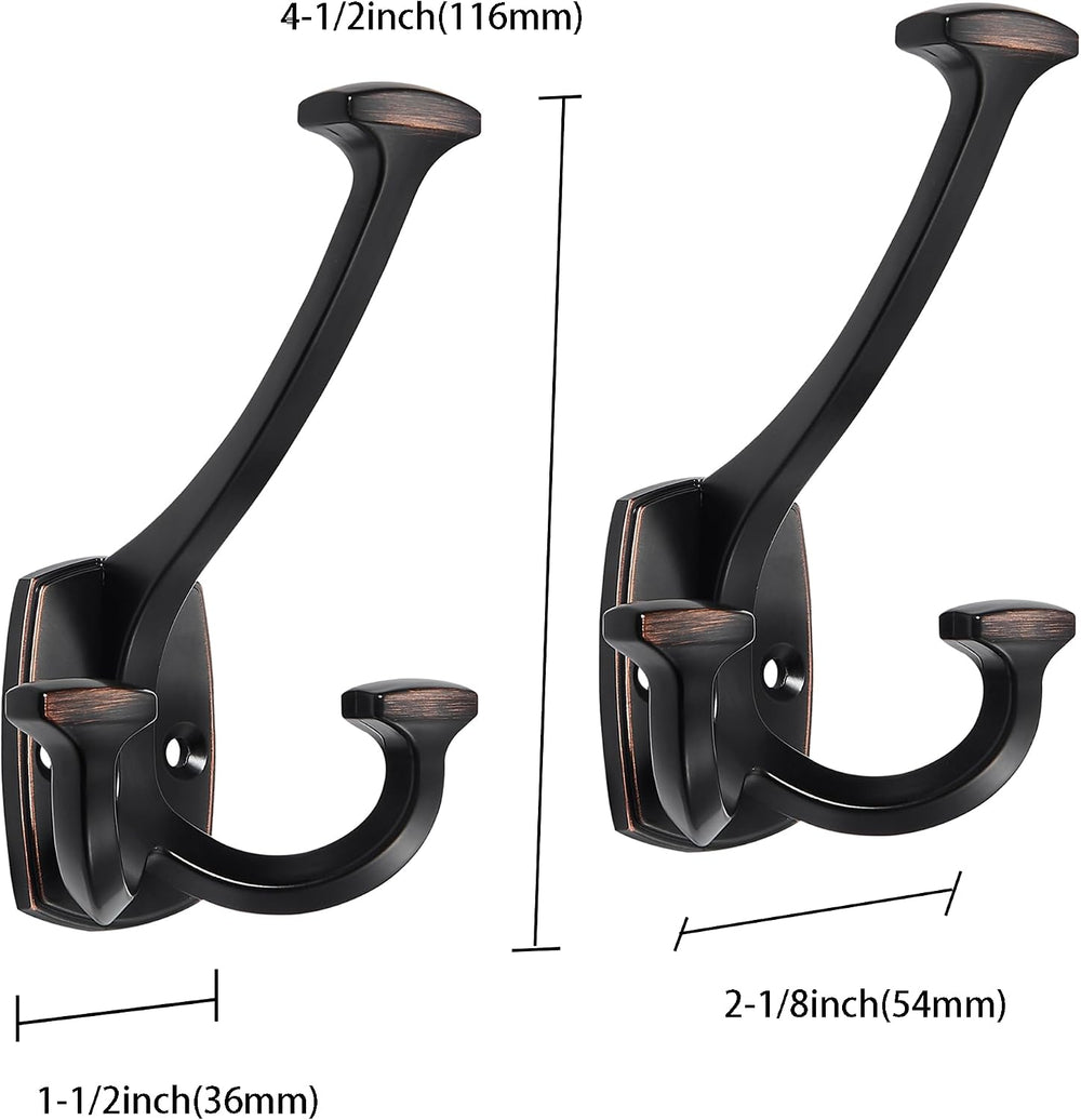 10 Pack Oil Rubbed Bronze Hooks Large Wall Mounted Solid Heavy-Duty Decorativ...