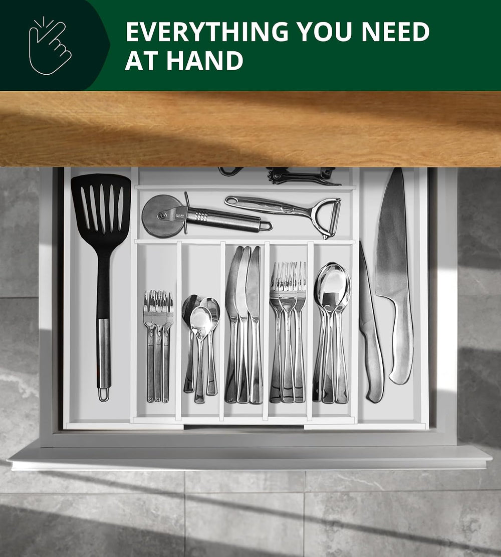 ROYAL CRAFT WOOD Luxury Bamboo Kitchen Drawer Organizer - Silverware Organize...