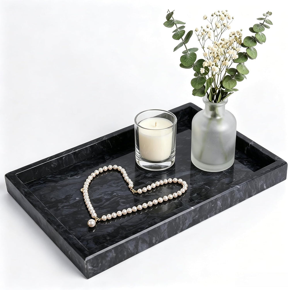 Natural Marble Tray for Bathroom, Vanity, Kitchen and Desktop,Luxury Stone De...