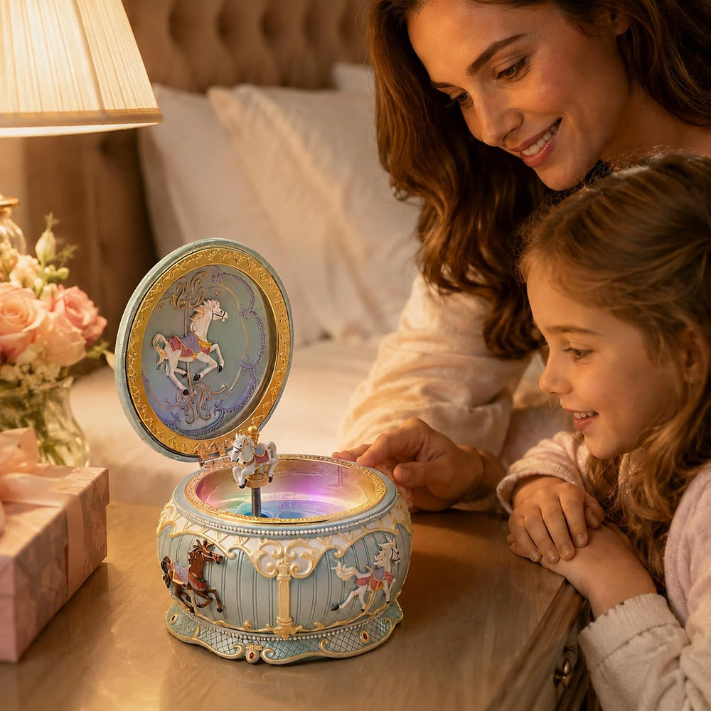 Carousel Music Jewelry Box with Colorful Lights, You Are My Sunshine Musical ...