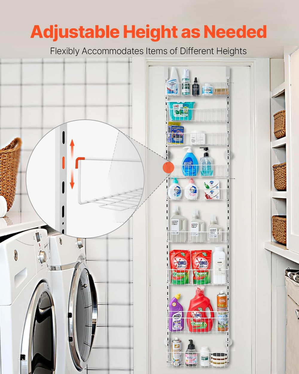 VEVOR Over the Door Pantry Organizer, 9-Tier Pantry Organization and Storage,...