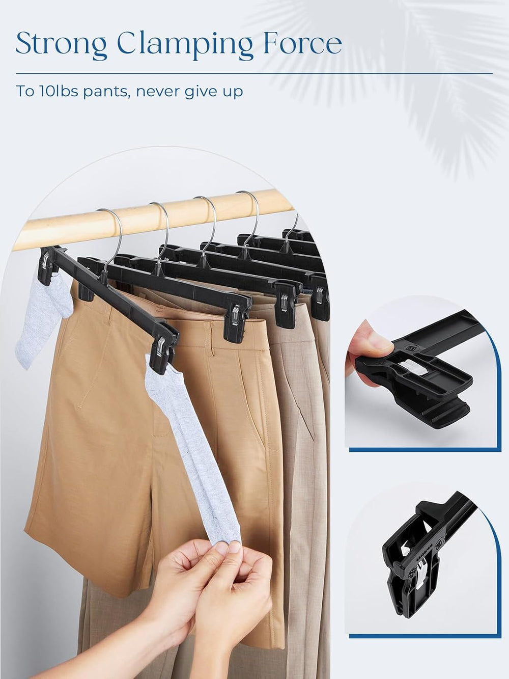 Smartor Black Pants Hangers 300 Pack, Skirt Hangers with Clips, 14 Inch