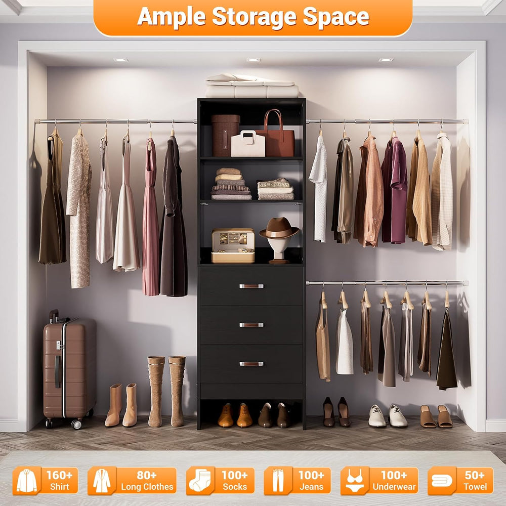 96 Inches Closet Organizer System, 8FT Customizable Walk In Closet Organizer ...