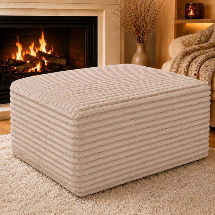25.6" Ottoman Foot Rest for Couch,Plush Corduroy Rectangle Ottomans,Upholstered Memory Foam Couches Ottomans - Compressed Sofa in a Box No Assembly Require,Camel