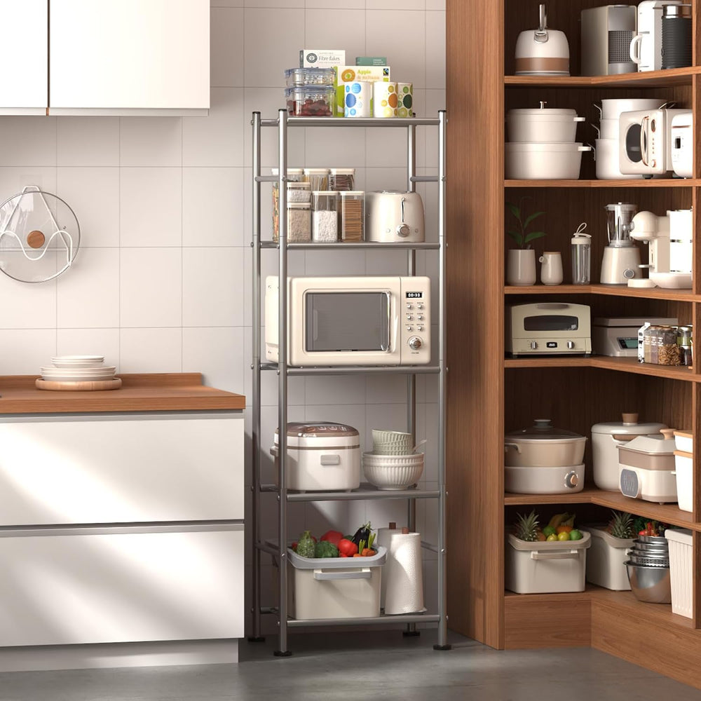 Sakugi Storage Shelves - Set of 2, 5-Tier Metal Shelf Organizer, Space-Saving...