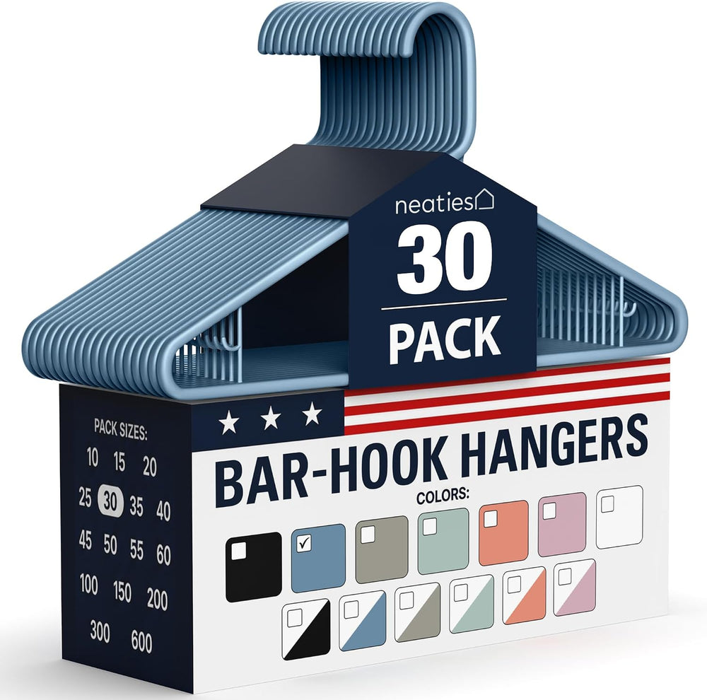 Plastic Hangers 30 Pack – Made in the USA – 6lb Capacity Standard Clothes Han...