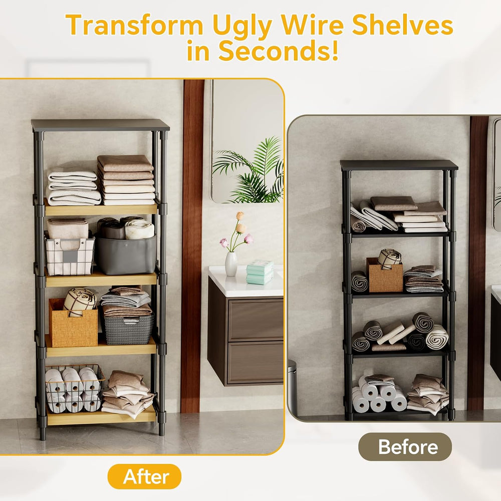 6 PCS Wire Rack Covers for Pantry Wood Grain, 30''W * 16''D(R...