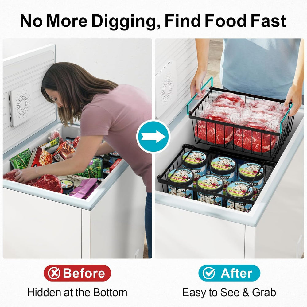 Deep Freezer Organizer Bins - Storage Baskets for 5 Cu.Ft, 8 Pack