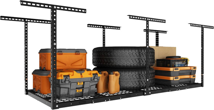 3x8ft Overhead Ceiling Garage Storage Rack, 750LBS Capacity, Black