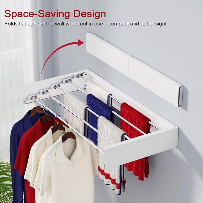 Wall Mounted Drying Rack 31.5", Foldable Laundry Drying Rack