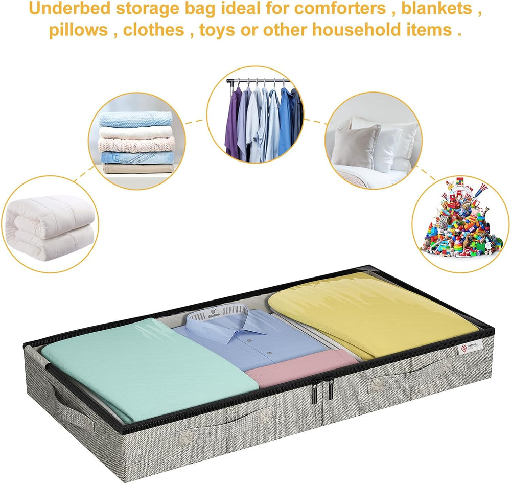 4.5 Inches Under Bed Storage Containers with Sturdy Sidewalls/Bottom and Rein...