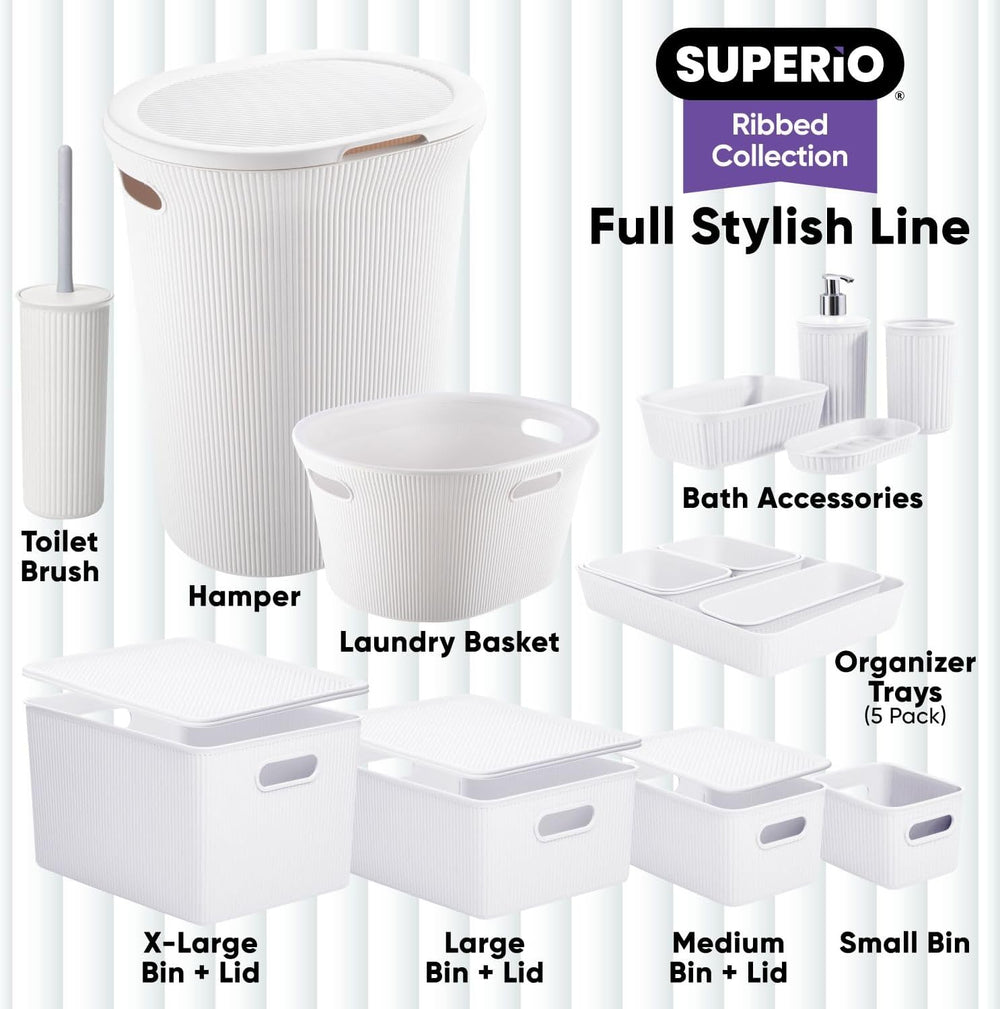 Decorative Plastic Basket Lidded Home Storage Bins Organizer Baskets, Large W...