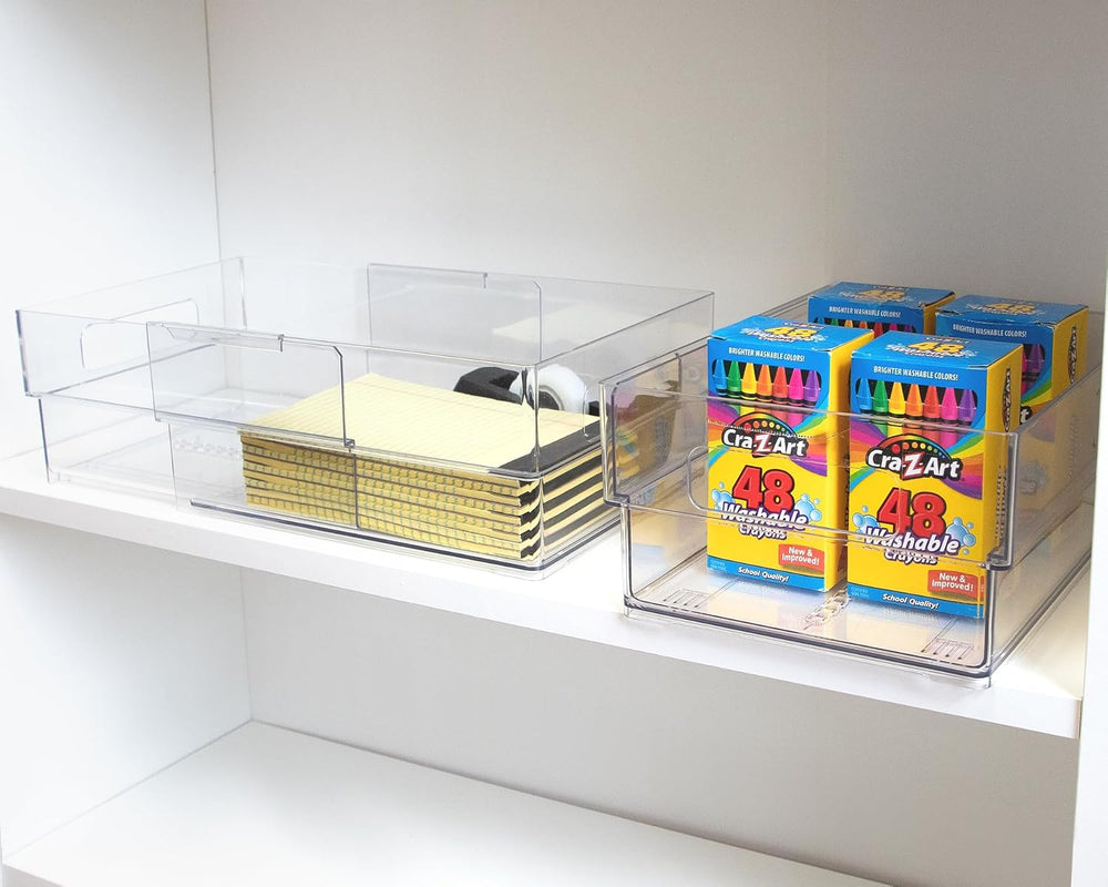Isaac Jacobs 2-Pack Clear Expandable Storage Bins - Medium