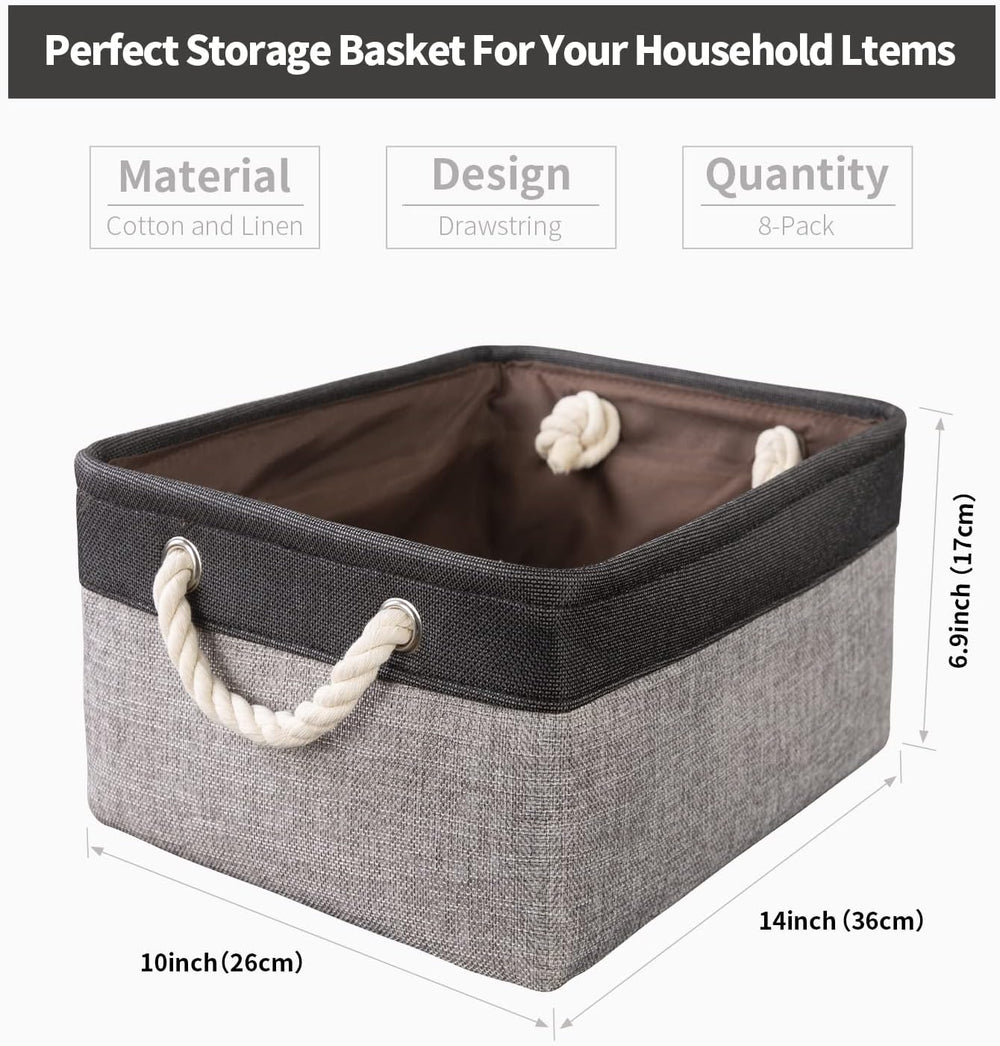 SAMORADREA 8 Pack Storage Basket Bins & Decorative Baskets Fabric Storage...