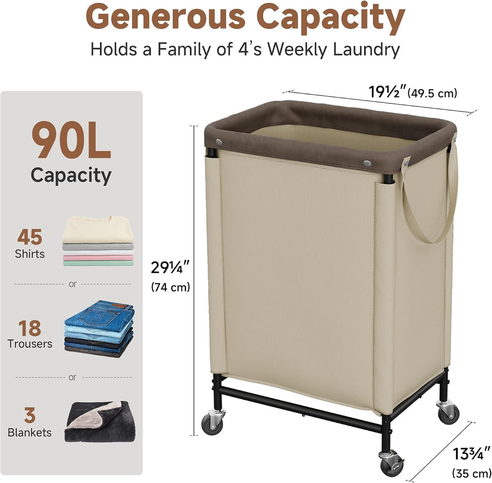 StorageWorks Laundry Hamper with Wheels and Removable Liner Bag