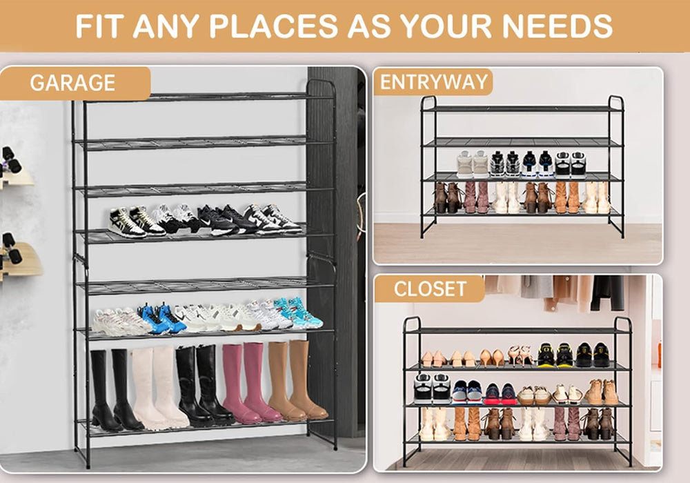 KEETDY 4-Tier Long Shoe Rack for Closet Metal Shoe Organizer for Entryway, Wi...