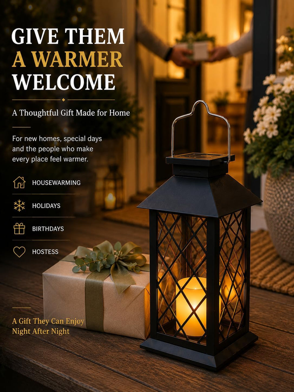 2 Pack 14'' solar lanterns outdoor waterproof๏ผIncludes flameless candles