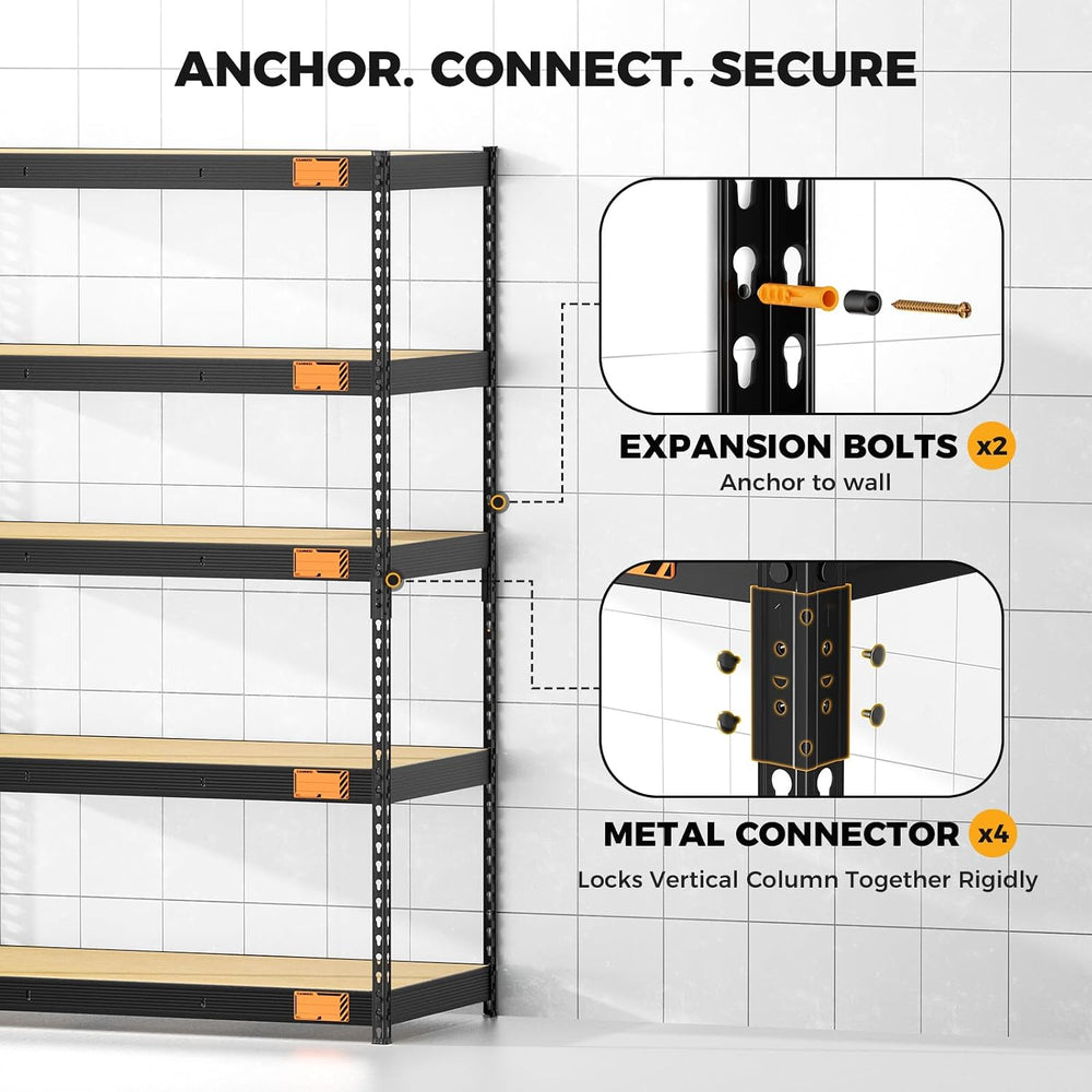 CAMMOO 4000LBS 5 Tier Metal Garage Shelving Unit, 72" H x 48" W x 2...