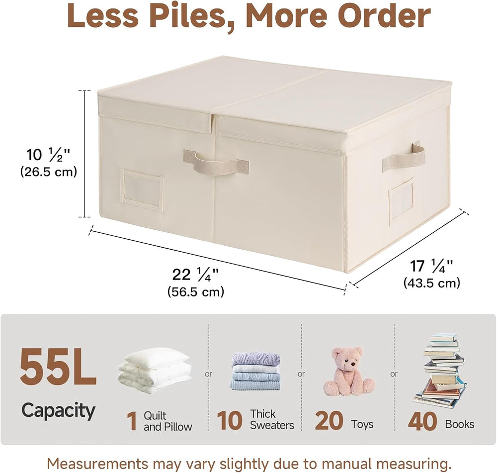 StorageWorks Large Decorative Storage Boxes with Lids, Cream White